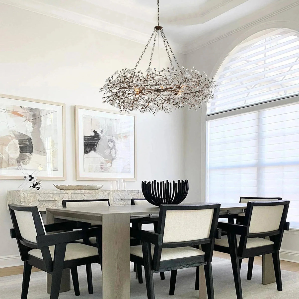 Foglia Crown Crystal Branch Chandelier in crystal - dining room lighting