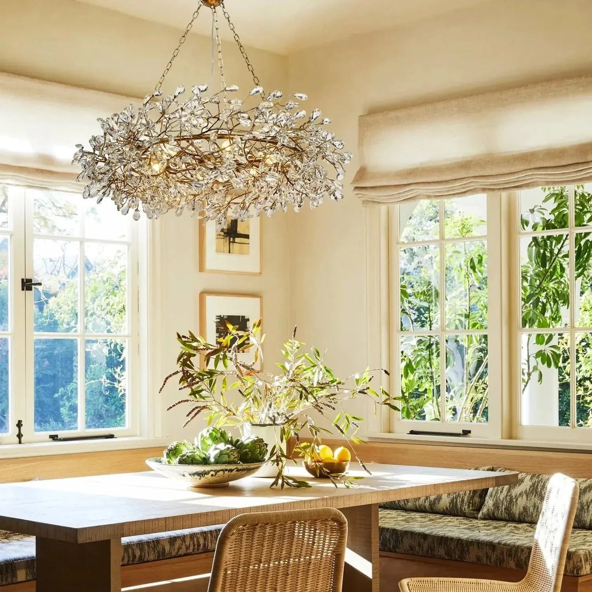 Foglia Crown Crystal Branch Chandelier in crystal by Blush Lighting