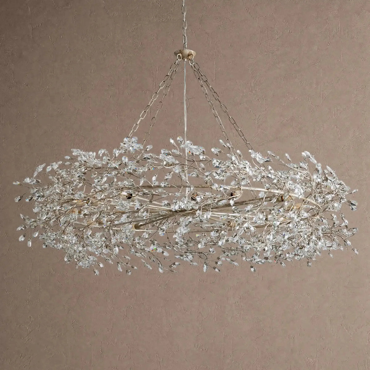 Foglia Crown Crystal Branch Chandelier 39" 48" 60“ - Brass/Amber60"casivra
