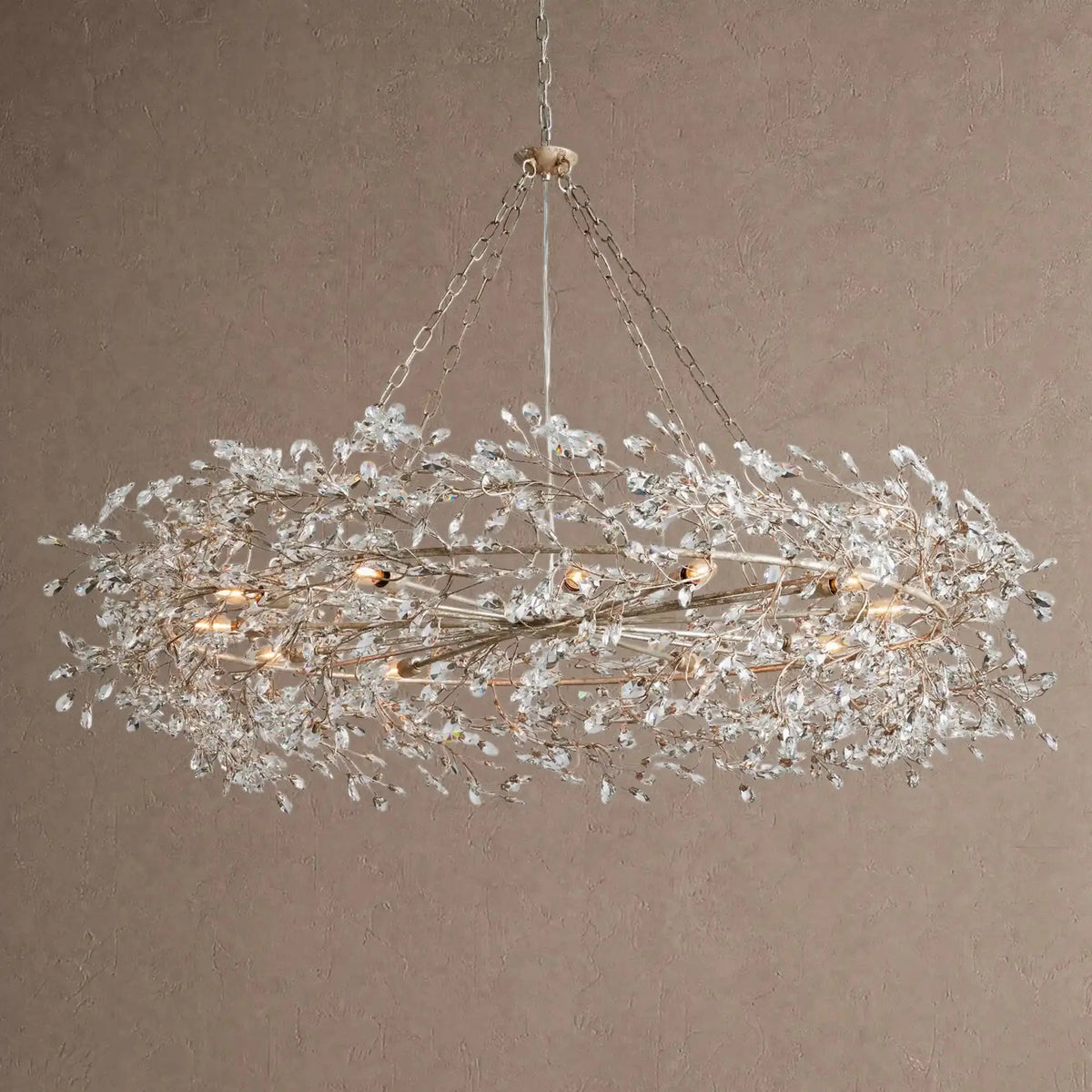 Foglia Crown Crystal Branch Chandelier 39" 48" 60“ - Silver60"casivra