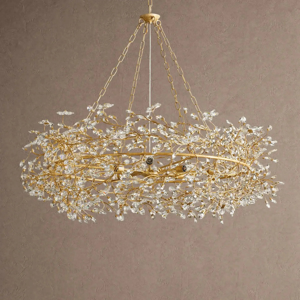 Foglia Crown Crystal Branch Chandelier 39" 48" 60“ - Black/Smoke48"casivra
