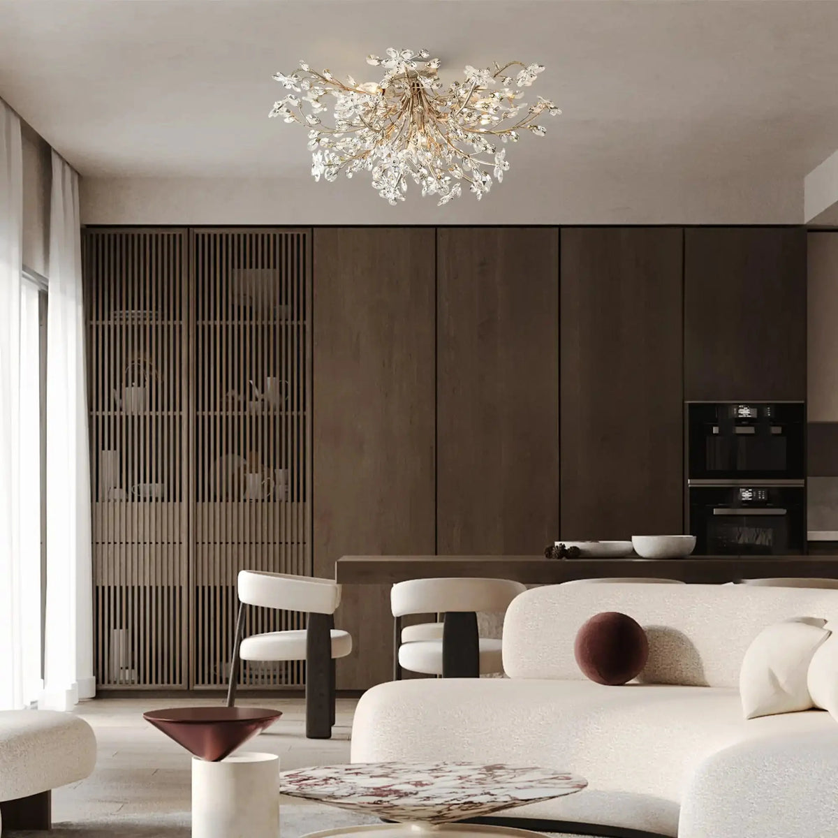 Foglia Flushmount in clear - bedroom lighting