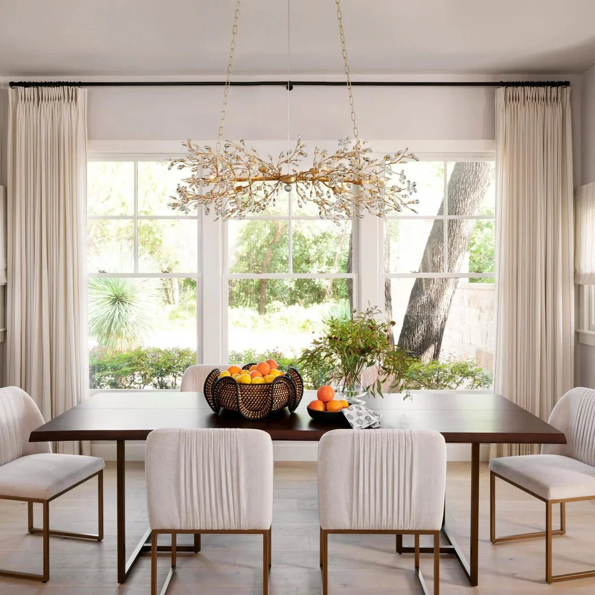 Foglia Linear Chandelier 43" 51" 68"W in bronze by Blush Lighting