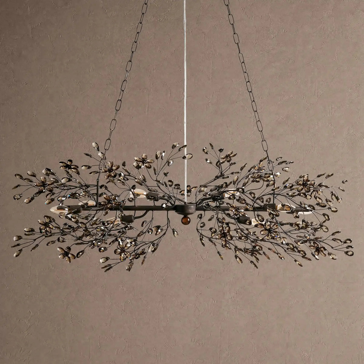 Foglia Linear Chandelier 43" 51" 68"W - Black/Smoke43"casivra