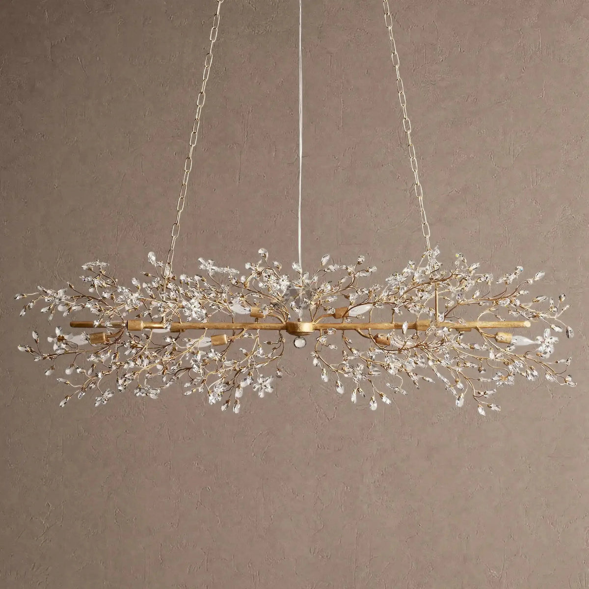 Foglia Linear Chandelier 43" 51" 68"W - Brass/Amber68"casivra