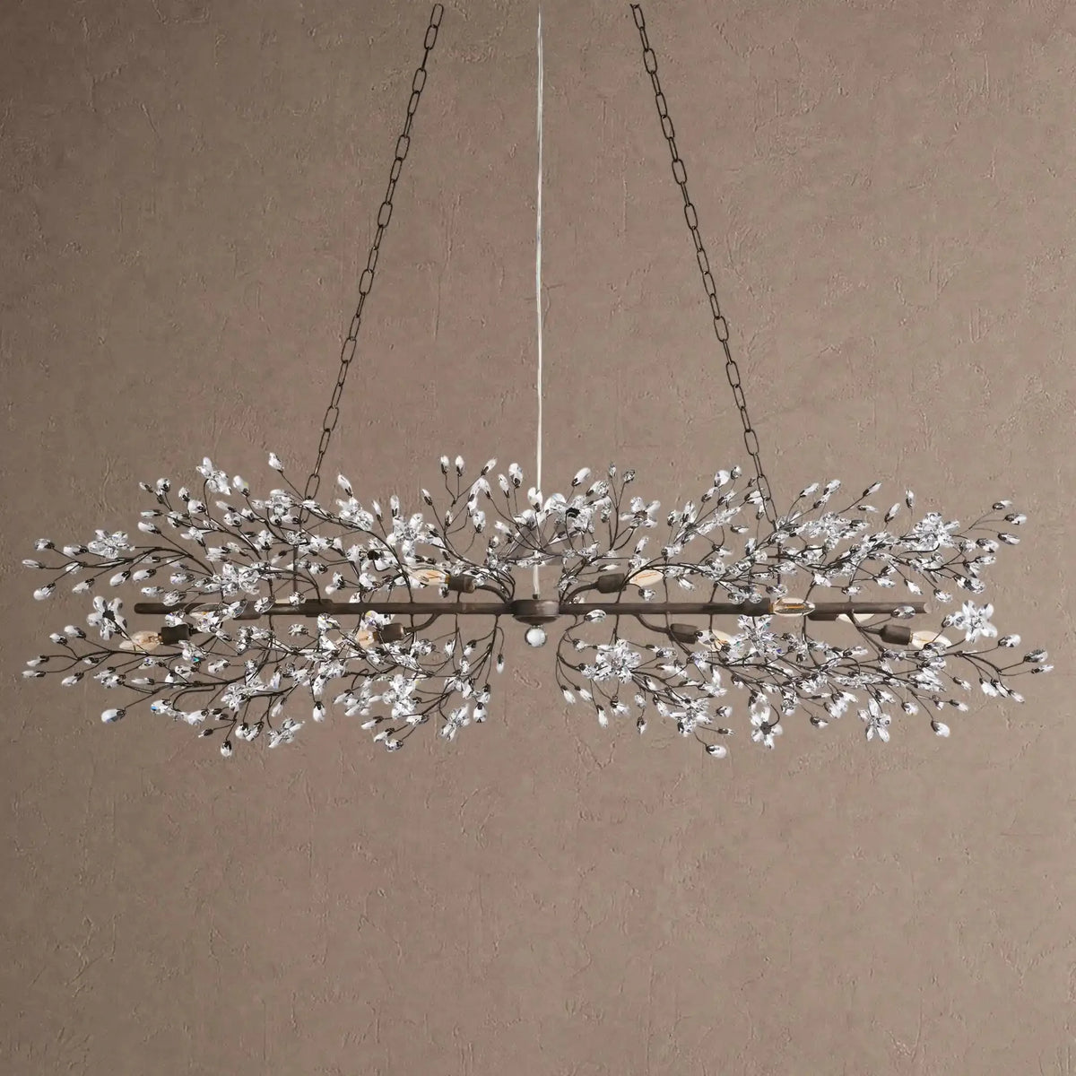 Foglia Linear Chandelier 43" 51" 68"W - Brass/Amber68"casivra