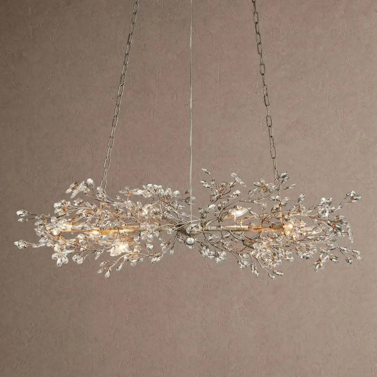 Foglia Linear Chandelier 43" 51" 68"W - Silver43"casivra