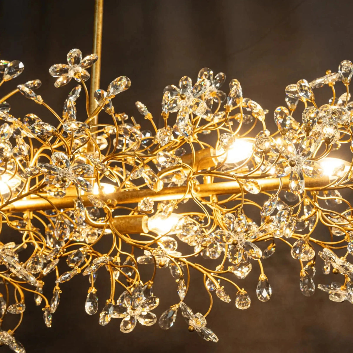 Foglia Linear Chandelier 43" 51" 68"W in bronze - dining room lighting