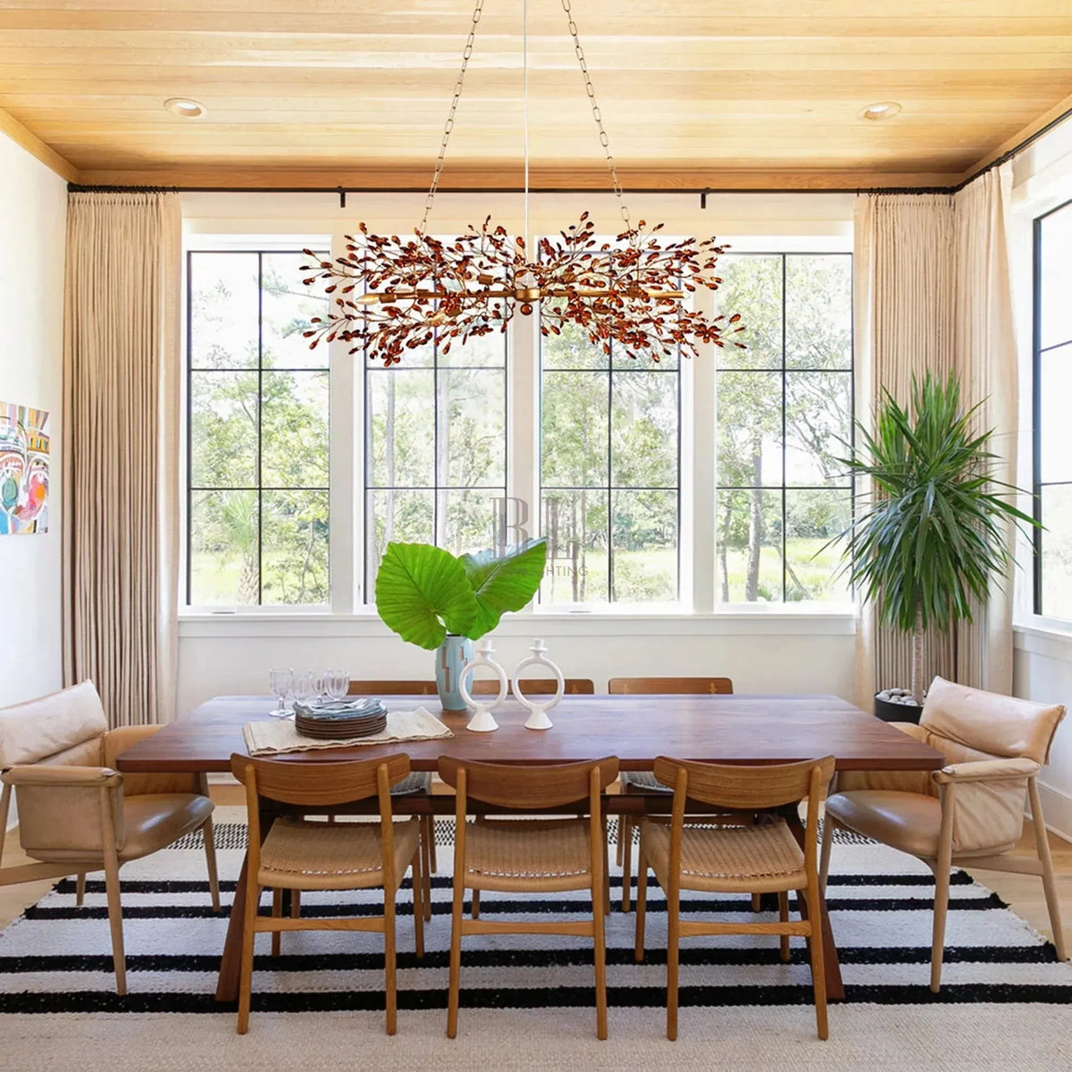 Foglia Linear Chandelier 43" 51" 68"W - bronze finish, modern home lighting