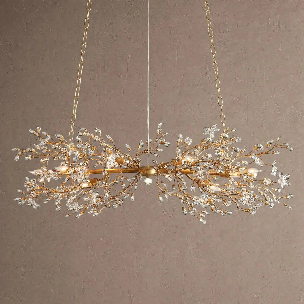 Foglia Linear Chandelier 43" 51" 68"W - Gold43"casivra