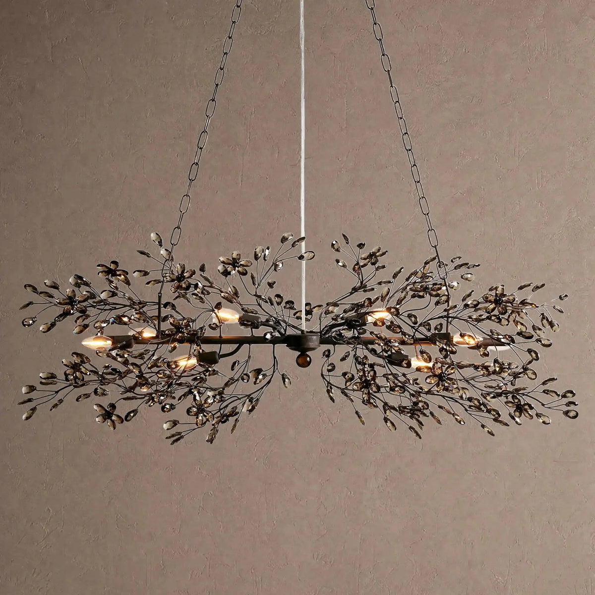 Foglia Linear Chandelier 43" 51" 68"W - Black/Smoke43"casivra