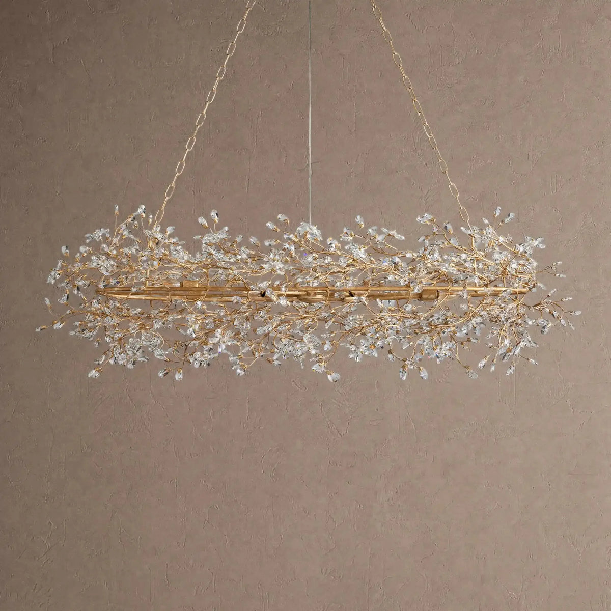 Foglia Oval Chandelier 62'' 74'' - 62"Goldcasivra