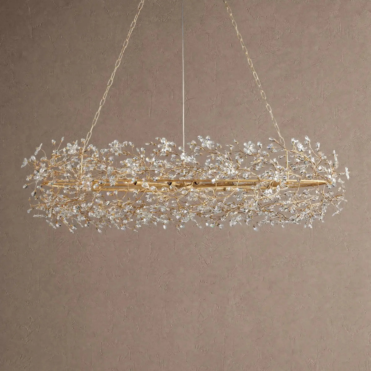 Foglia Oval Chandelier 62'' 74'' - 74"Goldcasivra