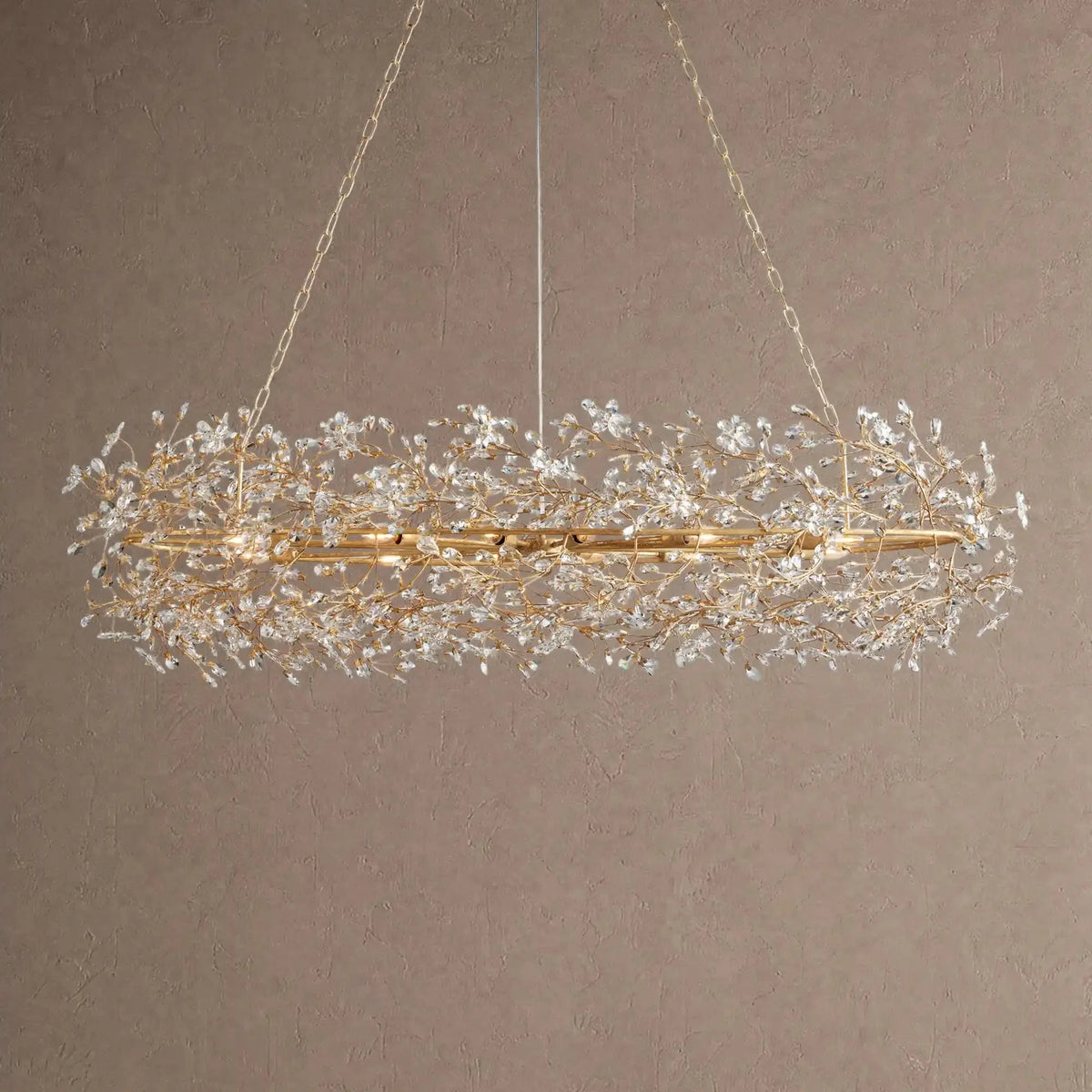 Foglia Oval Chandelier 62'' 74'' - 74"Goldcasivra