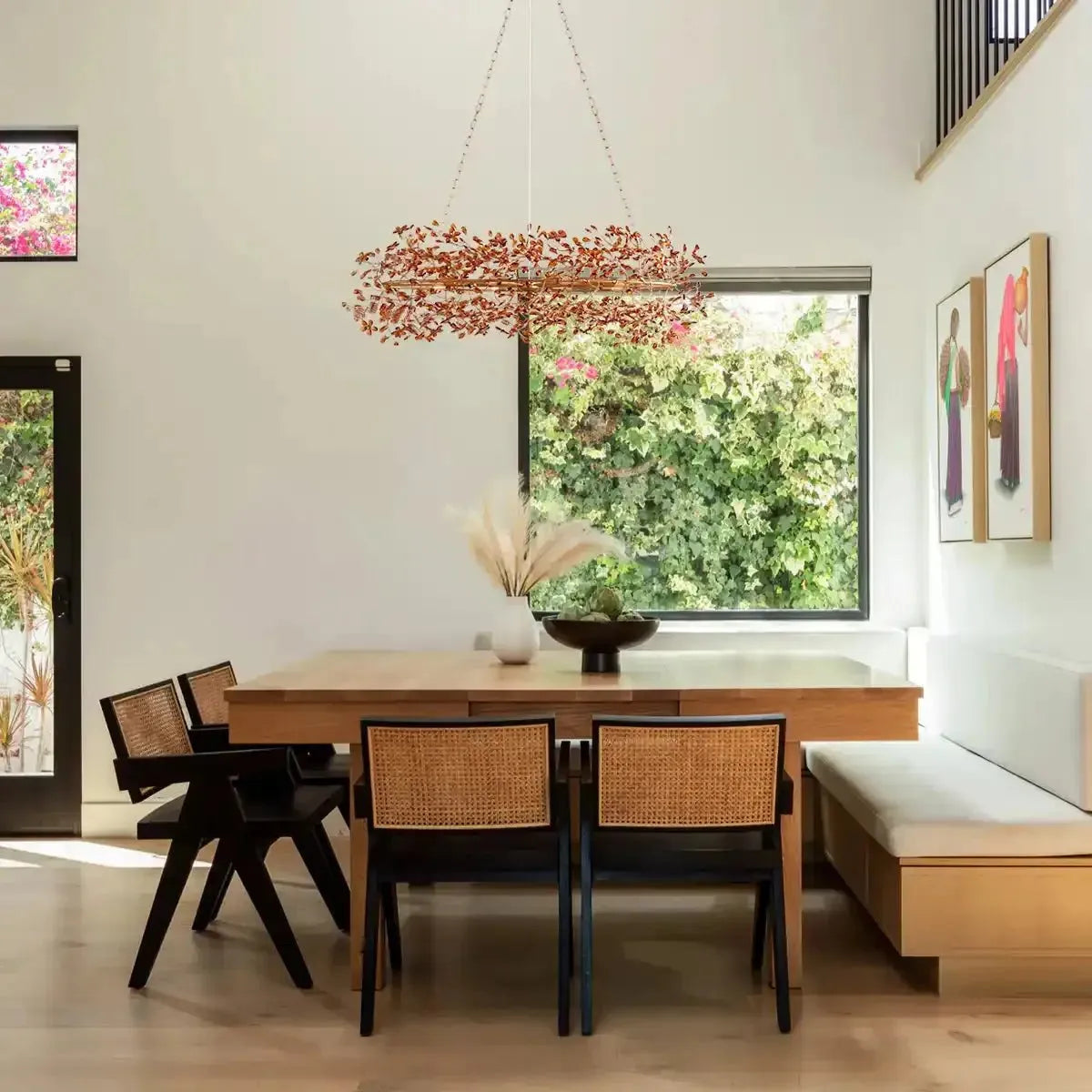 Foglia Oval Chandelier 62'' 74'' styled in a modern dining room