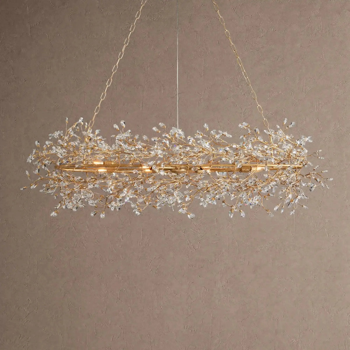 Foglia Oval Chandelier 62'' 74'' - 62"Goldcasivra