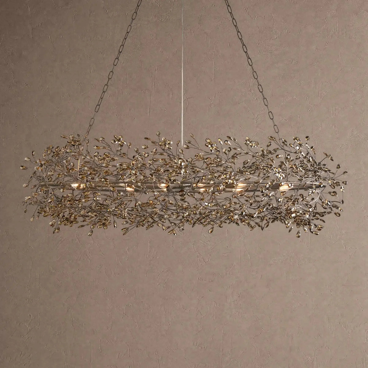 Foglia Oval Chandelier 62'' 74'' - 62"Black/Smokecasivra