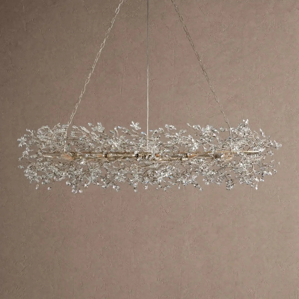 Foglia Oval Chandelier 62'' 74'' - 74"Silvercasivra
