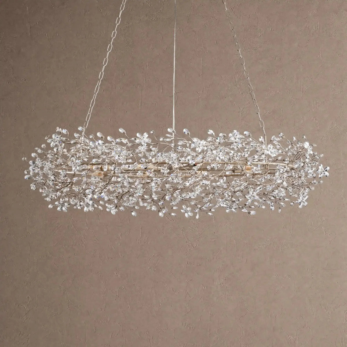 Foglia Oval Chandelier 62'' 74'' - 62"Silvercasivra