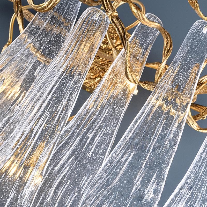 Flake Long Crystal Branch Brass Wall Sconce - W20" X D9" X H26"casivra