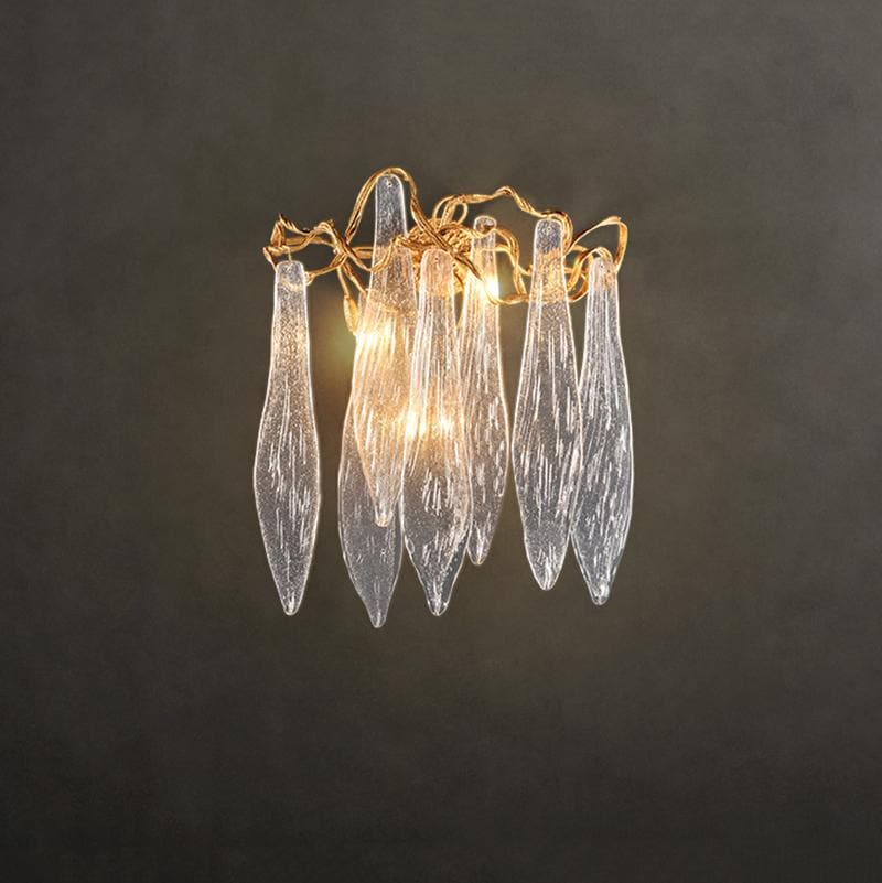 Flake Long Crystal Branch Brass Wall Sconce - W20" X D9" X H26"casivra