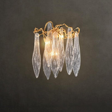 Flake Long Crystal Branch Brass Wall Sconce - W20" X D9" X H26"casivra