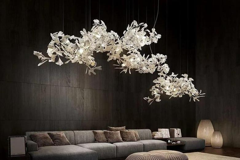 Fleur - de - lis Ceramic Branch Chandelier - Length 180 cm ( 70.9 in ) x Width 60 cm ( 23.6 in ) x Height 60 cm (23.6 in )casivra
