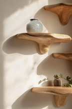 Mid Century Handcrafted Wooden Mushroom Shelf For Entryway Decor