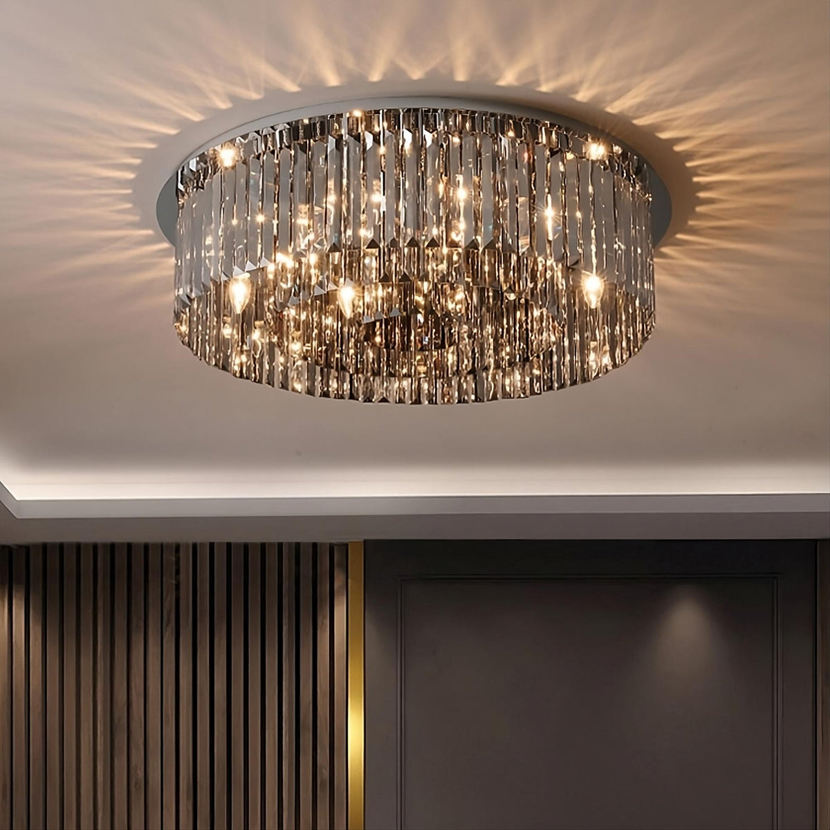 buyGio Smoke Grey Crystal Flush Mount - Morsale