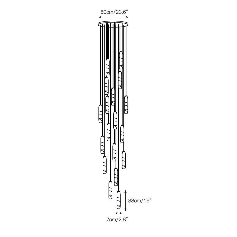 Flute Alabaster Chandelier - 2 headsBrass & Whitecasivra
