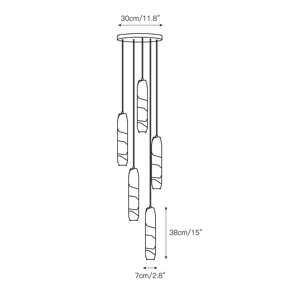 Flute Alabaster Chandelier - 2 headsBrass & Whitecasivra