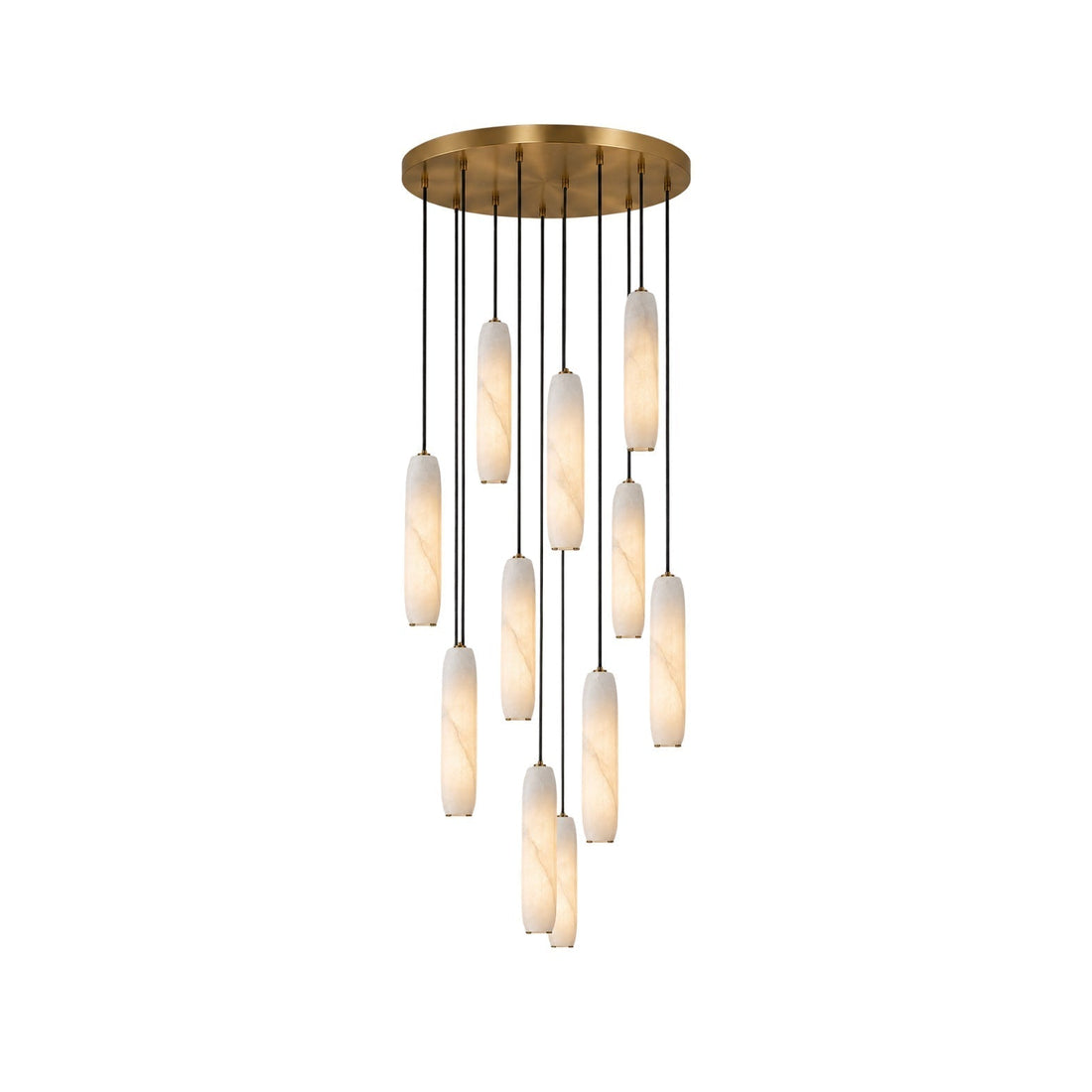 Flute Alabaster Chandelier - 2 headsBrass & Whitecasivra