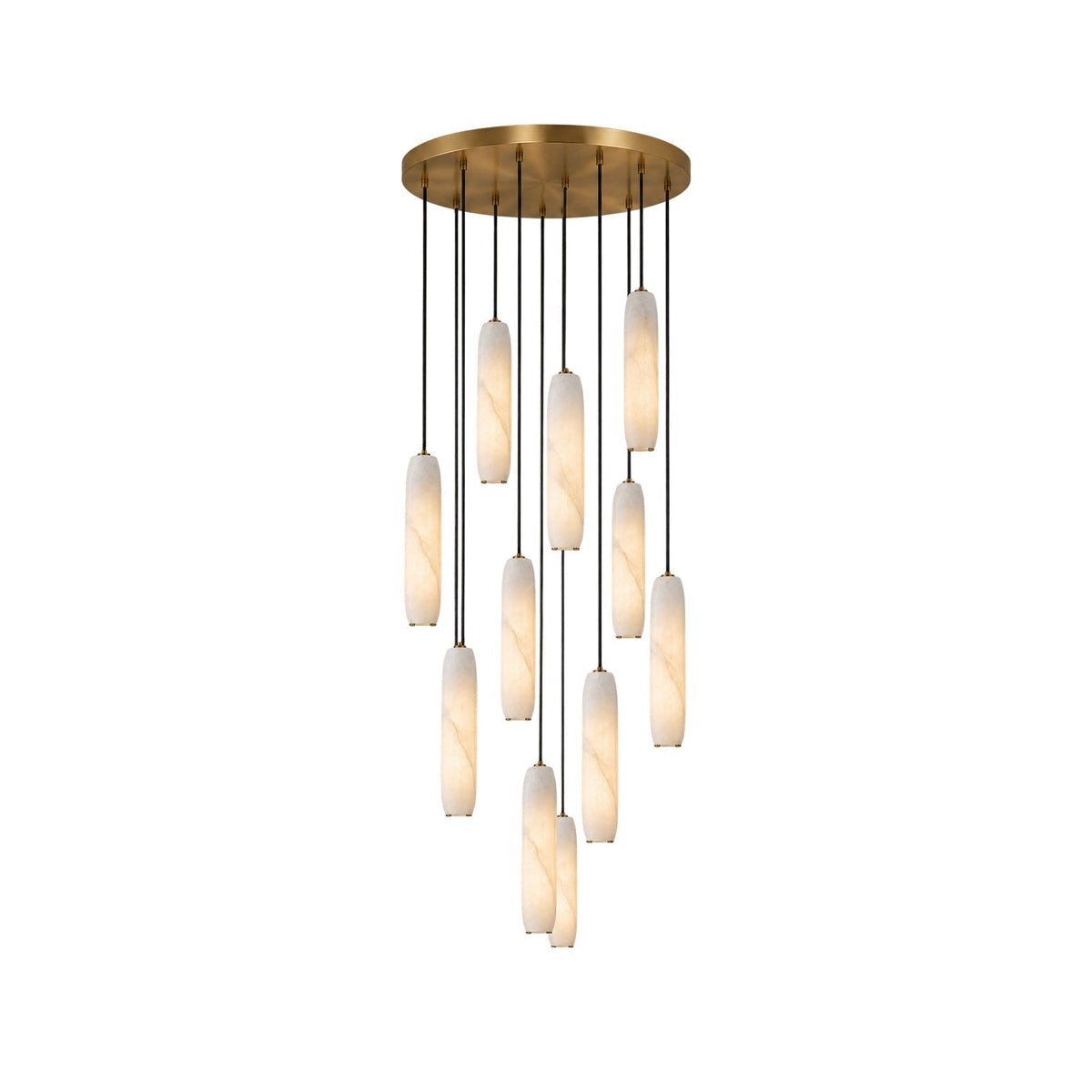 Flute Alabaster Chandelier - 2 headsBrass & Whitecasivra