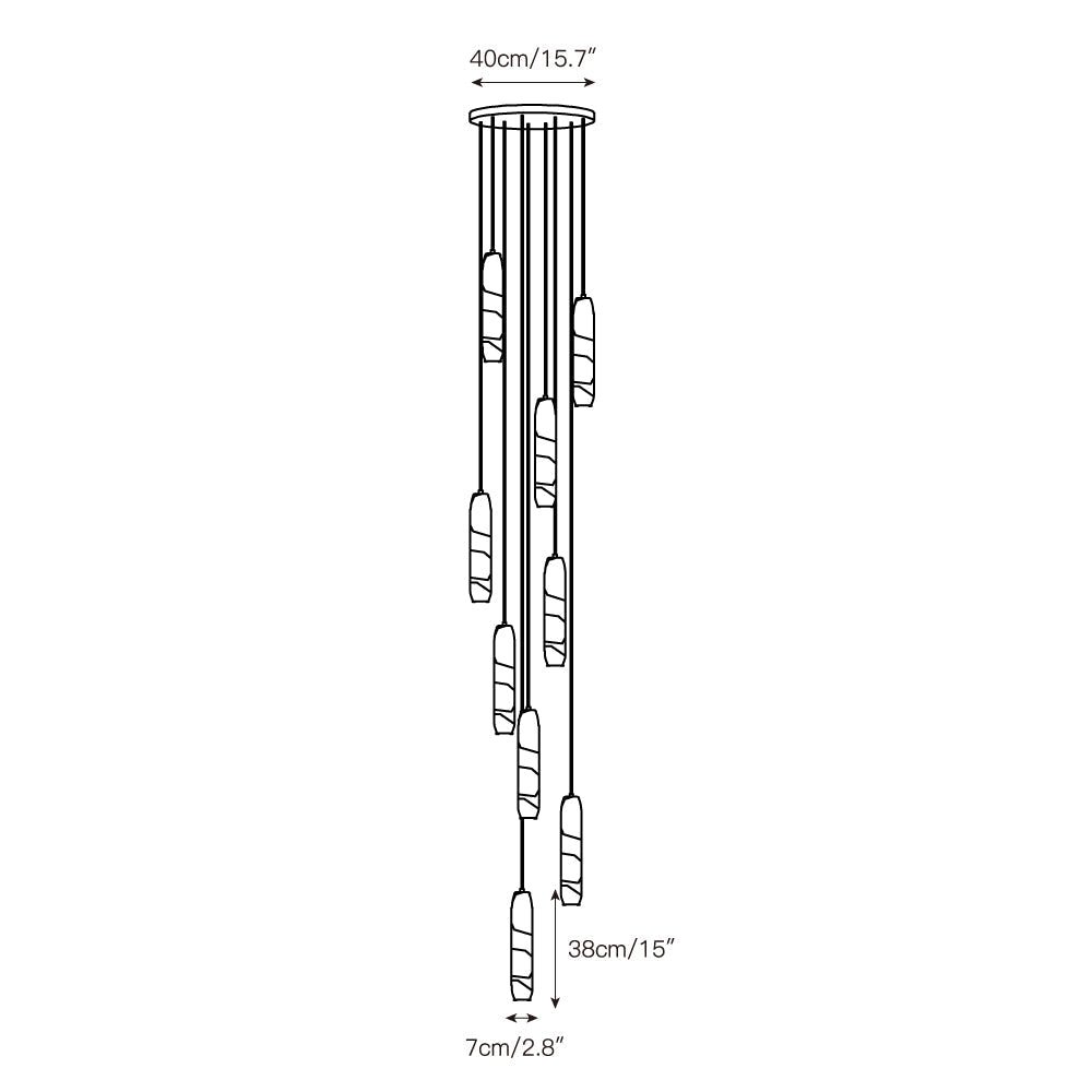 Flute Alabaster Chandelier - 2 headsBrass & Whitecasivra