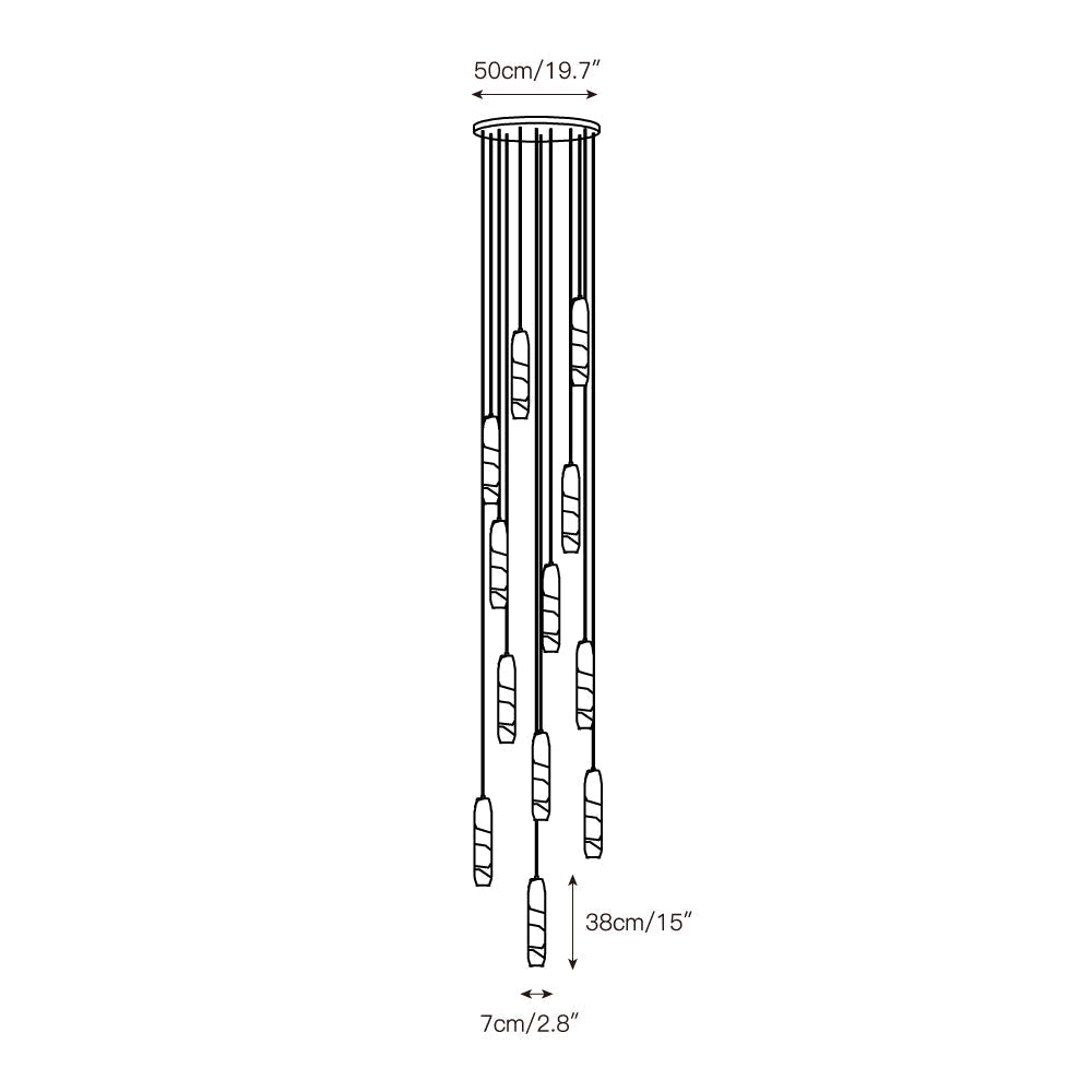Flute Alabaster Chandelier - 2 headsBrass & Whitecasivra