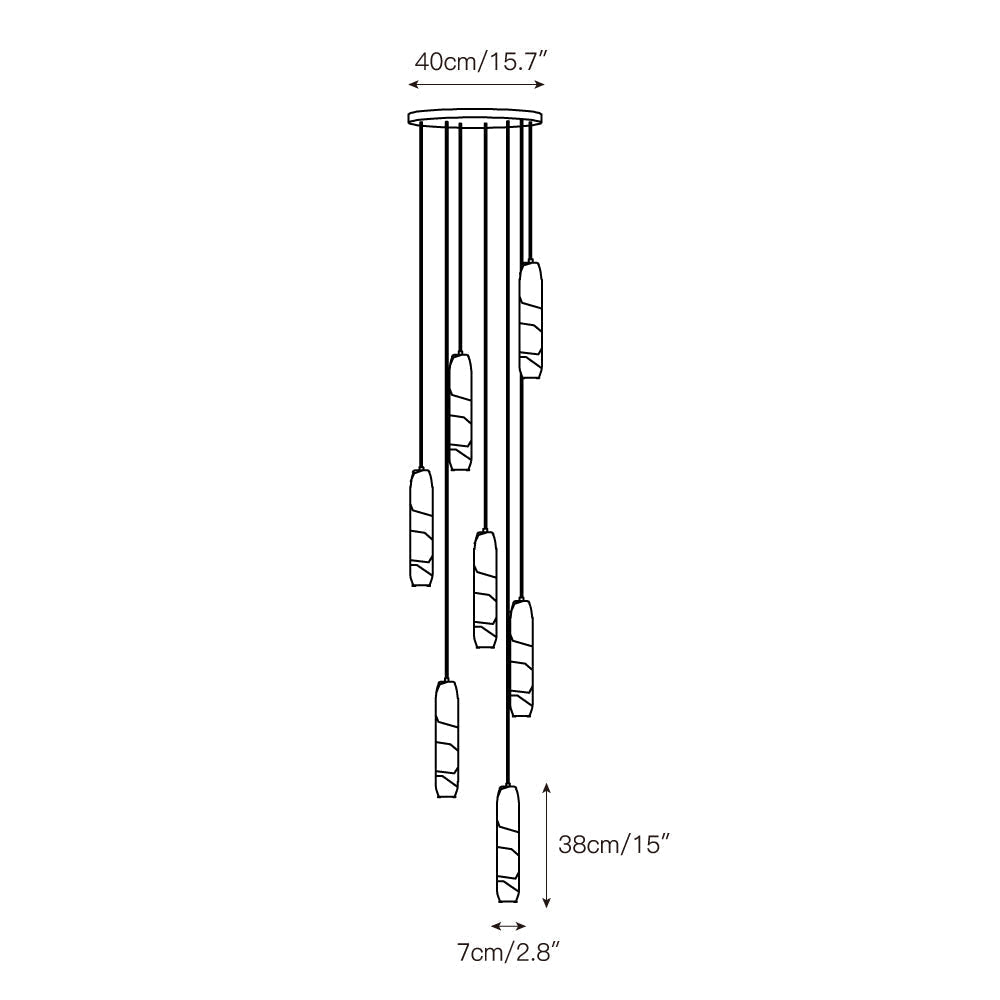 Flute Alabaster Chandelier - 2 headsBrass & Whitecasivra