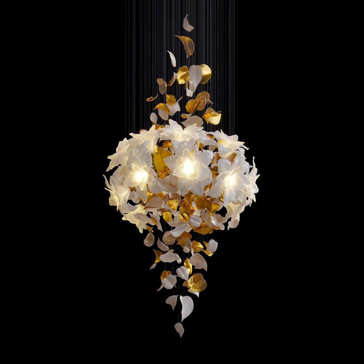 Flying Flowers Fluttering Chandelier - Model B ∅ 23.6″ x H 47.2″ / Dia 60cm x H 120cmBrass & Whitecasivra