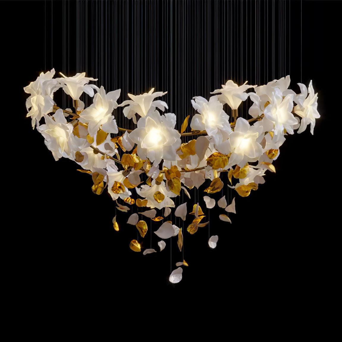 Flying Flowers Fluttering Chandelier - Model F L 31.5″ x H 23.6″ / L 80cm x H 60cmBrass & Whitecasivra