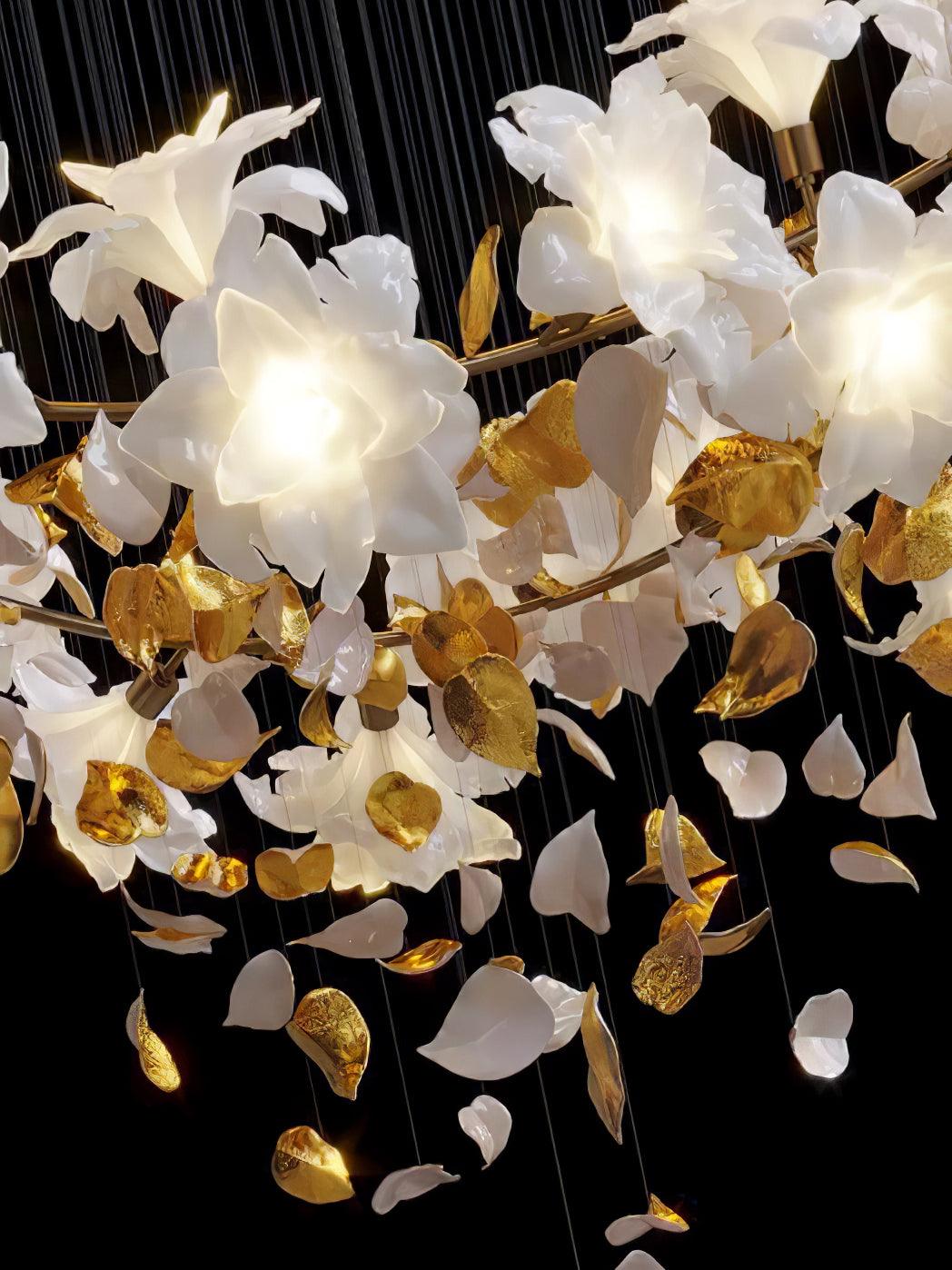 Flying Flowers Fluttering Chandelier - Model F L 31.5″ x H 23.6″ / L 80cm x H 60cmBrass & Whitecasivra