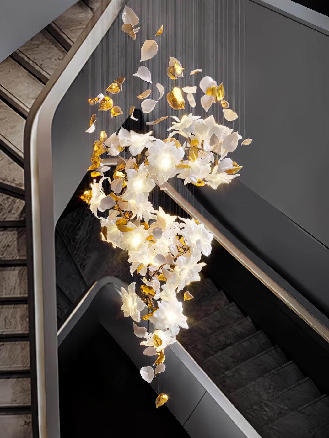 Flying Flowers Fluttering Chandelier - Model F L 31.5″ x H 23.6″ / L 80cm x H 60cmBrass & Whitecasivra