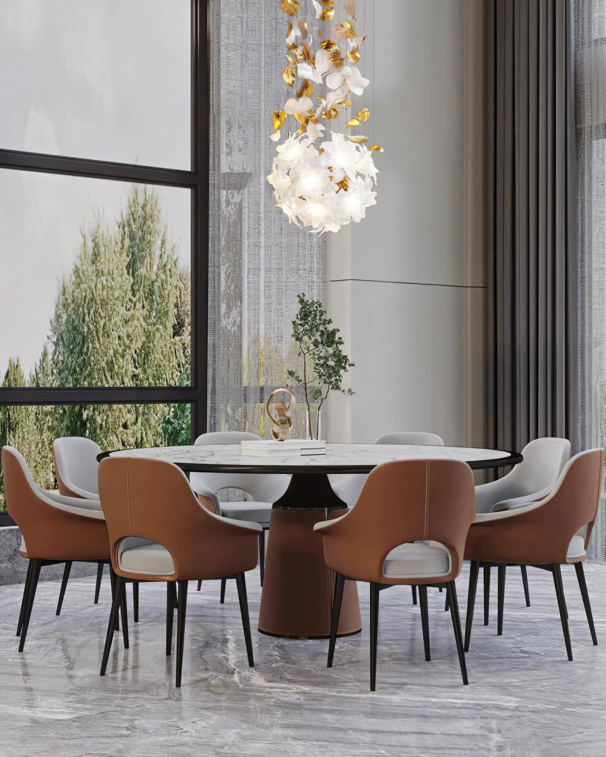 Flying Flowers Fluttering Chandelier - Model A ∅ 31.5″ x H 70.1″ / Dia 80cm x H 180cmBrass & Whitecasivra
