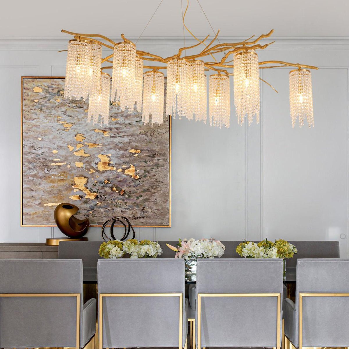 Forest Dawn Brass Branch Chandelier - L 63″ x W 31.5″ x H 17.7″Dark Coppercasivra