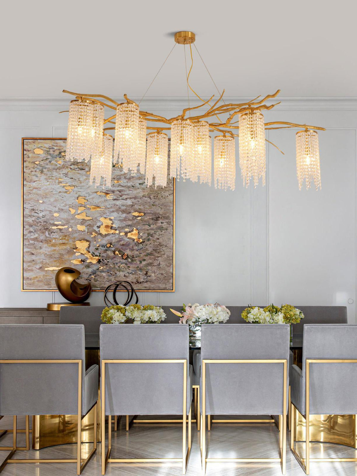 Forest Dawn Brass Branch Chandelier - L 63″ x W 31.5″ x H 17.7″Dark Coppercasivra