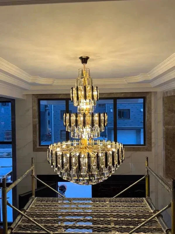 Foyer 3 Layers Extra Large Crystal Chandelier for Living Room Staircase Ceiling Lighting Fixture - D31.5"*H47.2"casivra