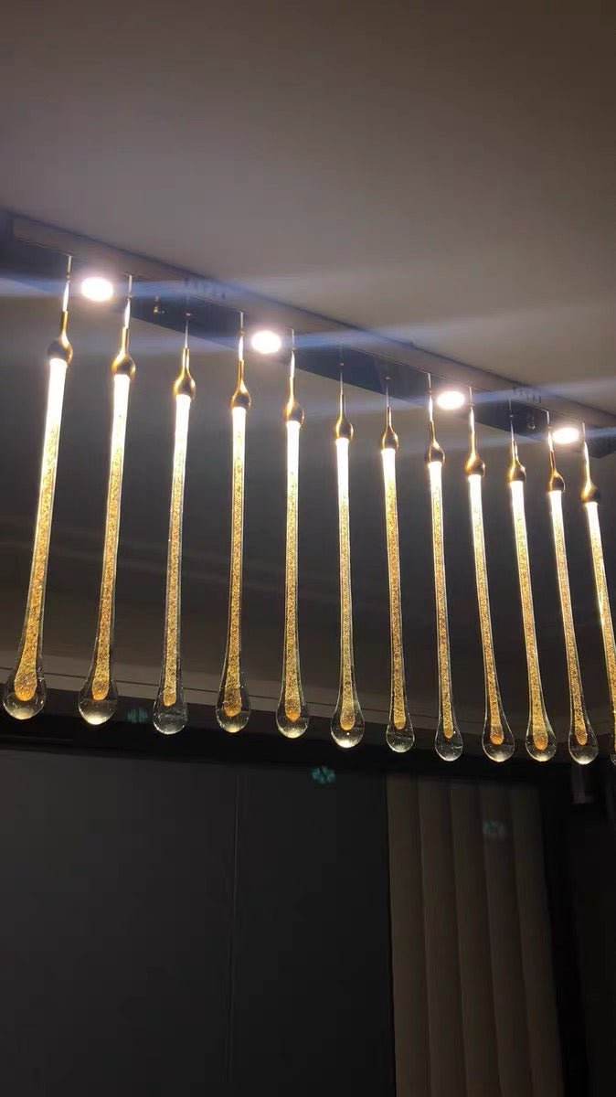 Foyer Glass Drops Pendant Chandelier Spiral Staircase High Ceiling Light Fixture In Gold Finish - 12 Lights/ D15.8"*H118.1"L15.75"casivra