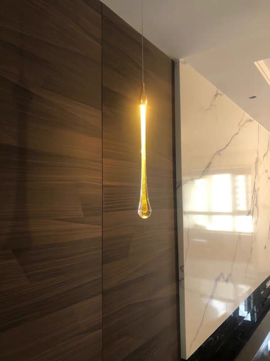 Foyer Glass Drops Pendant Chandelier Spiral Staircase High Ceiling Light Fixture In Gold Finish - 12 Lights/ D15.8"*H118.1"L15.75"casivra