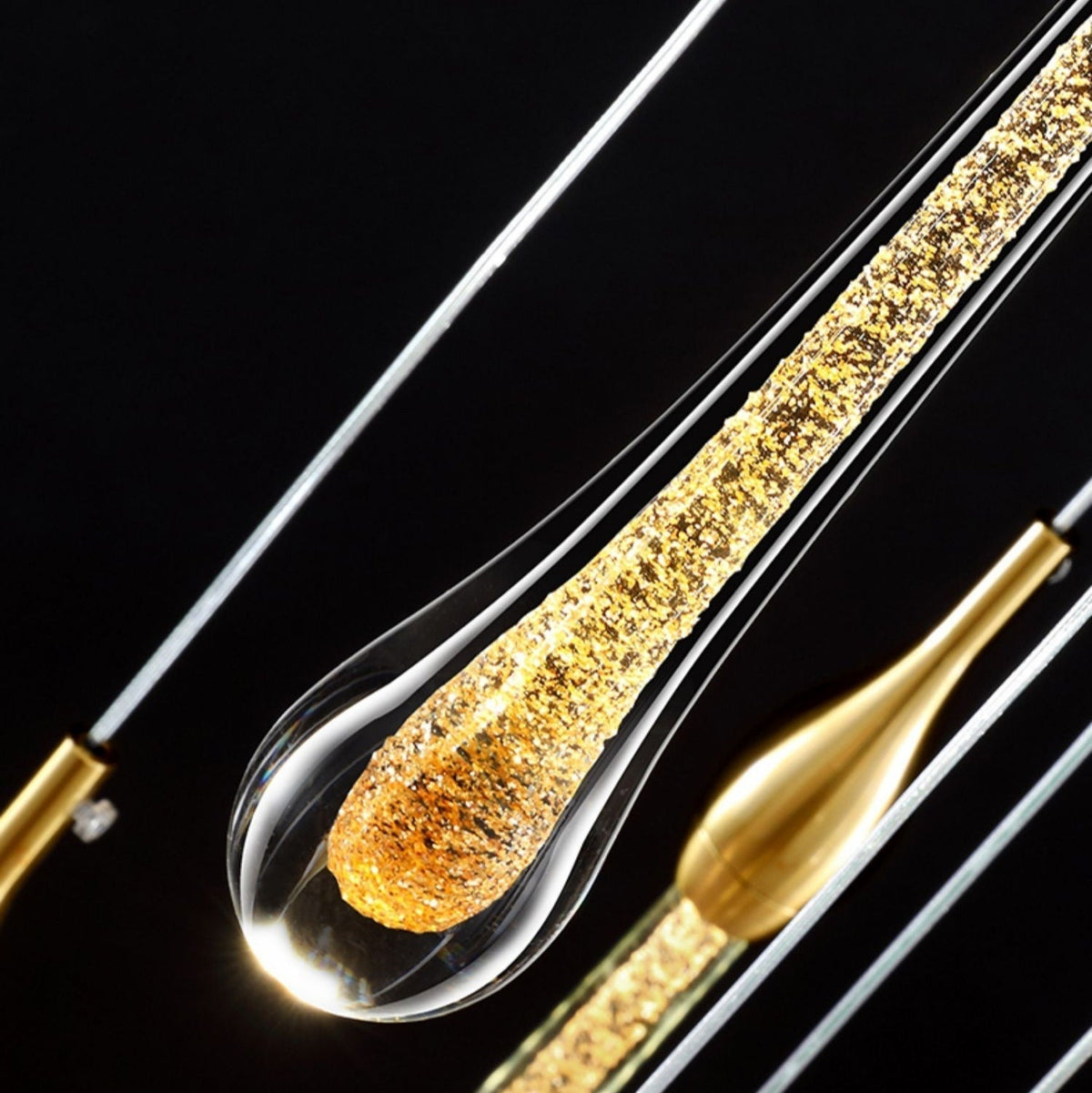 Foyer Glass Drops Pendant Chandelier Spiral Staircase High Ceiling Light Fixture In Gold Finish - 12 Lights/ D15.8"*H118.1"L15.75"casivra