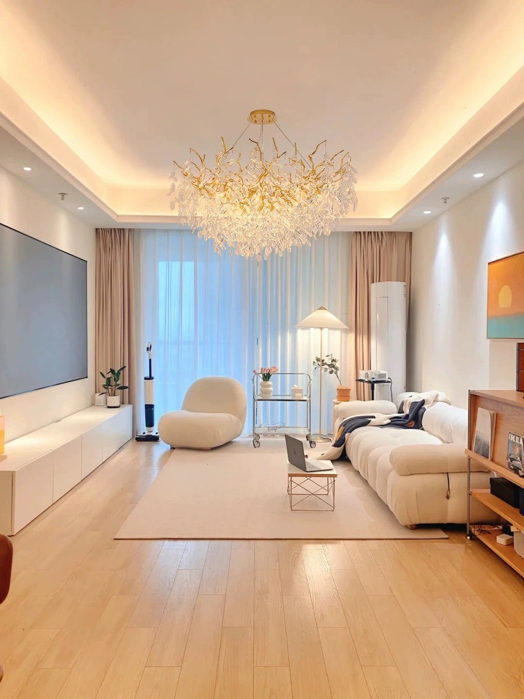 French Branch Crystal Chandelier with Elegant Crystal Leaves - Rectangle L 63"*W21.65"*H19.7"/16 Lights/45kgWarm Lightcasivra