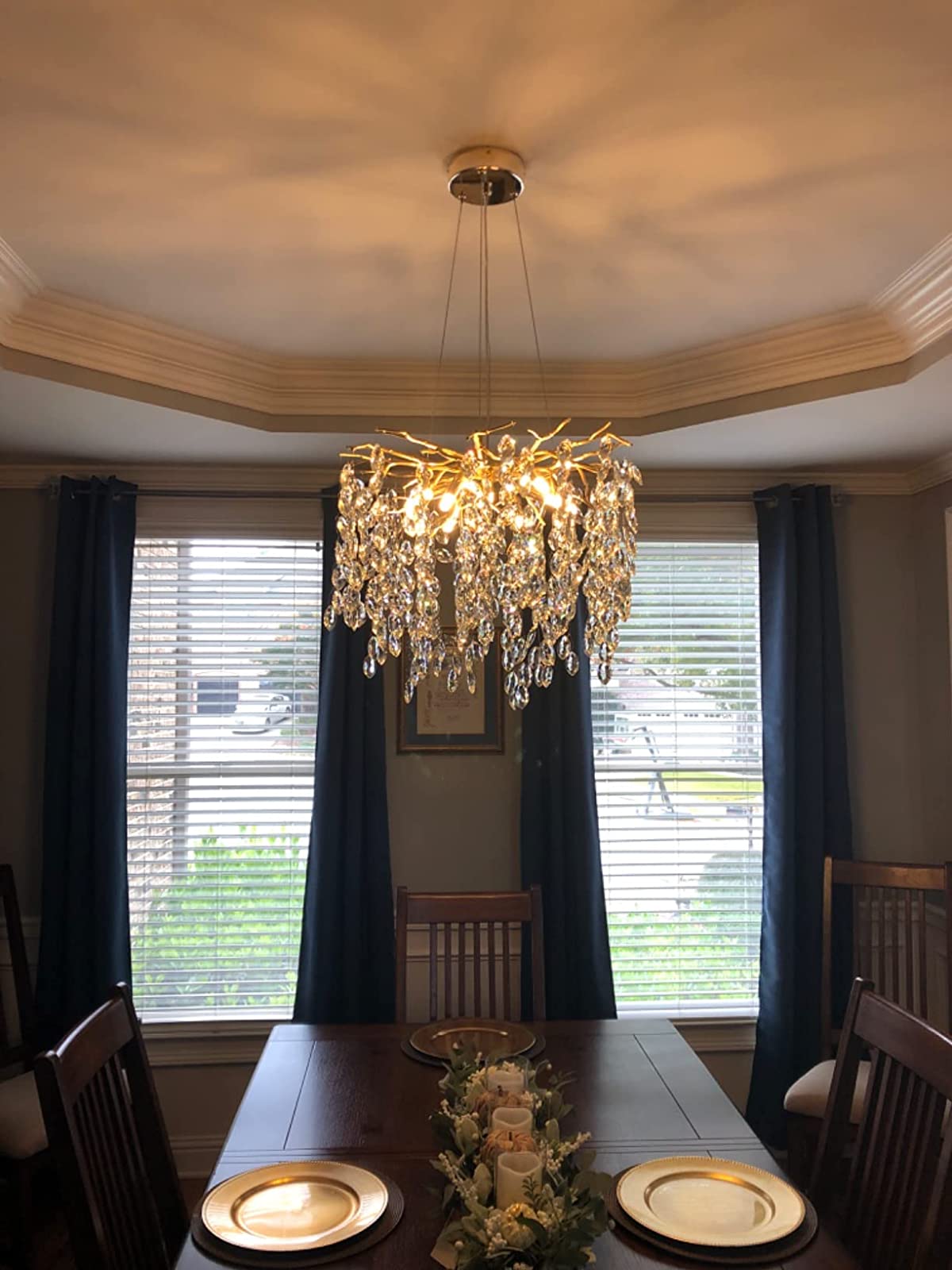 French Branch Crystal Chandelier with Elegant Crystal Leaves - Rectangle L 63"*W21.65"*H19.7"/16 Lights/45kgWarm Lightcasivra