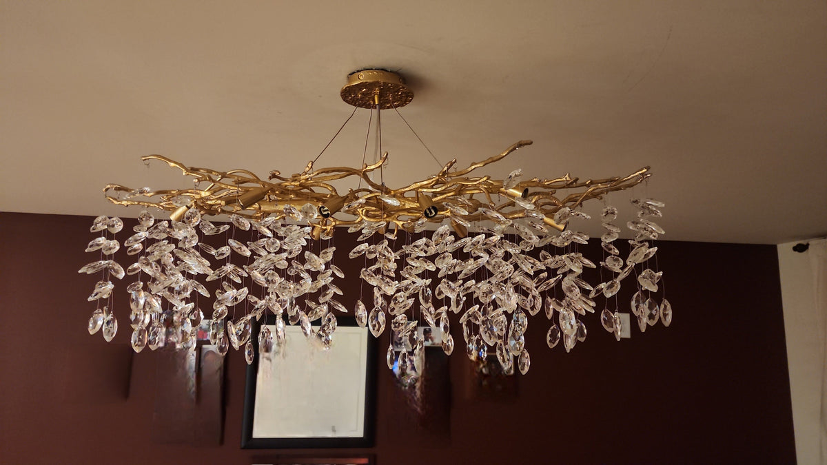 French Branch Crystal Chandelier with Elegant Crystal Leaves - Round D 59.1"/16 Lights/81.2kgWarm Lightcasivra